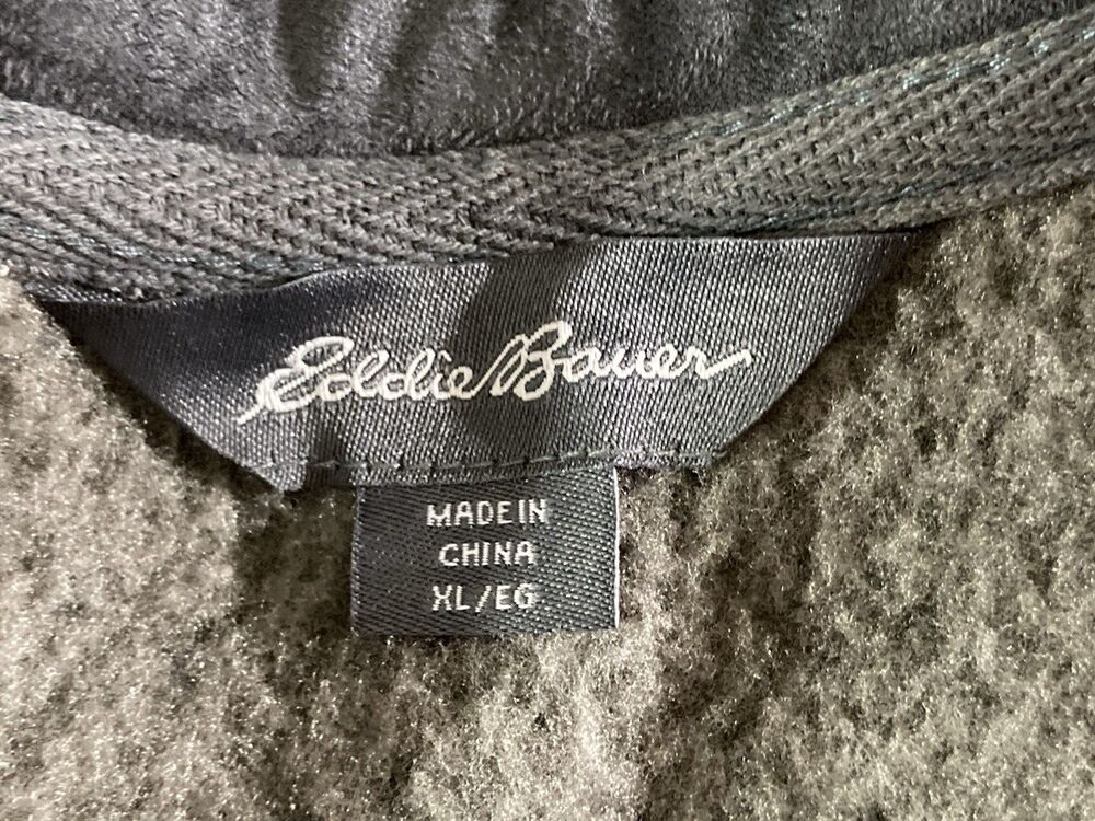 Eddie Bauer Fleece Pullover Mens XL Gray 1/4 Zip Moc Neck Pockets Warm - Picture 8 of 11